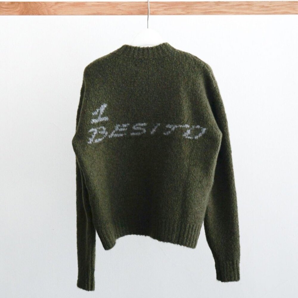 NWT Paloma Wool 1 Besito Intarsia Crewneck Alpaca Khaki Sweater Size XS